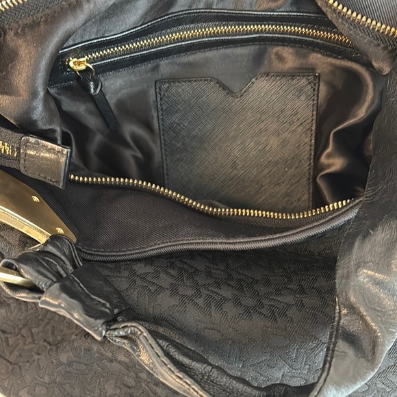 Donna Karan Black and Gold Hobo Bag with Textured Design - Picture 4 of 5